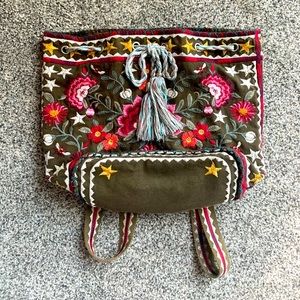 Johnny Was fabric backpack with embroidery